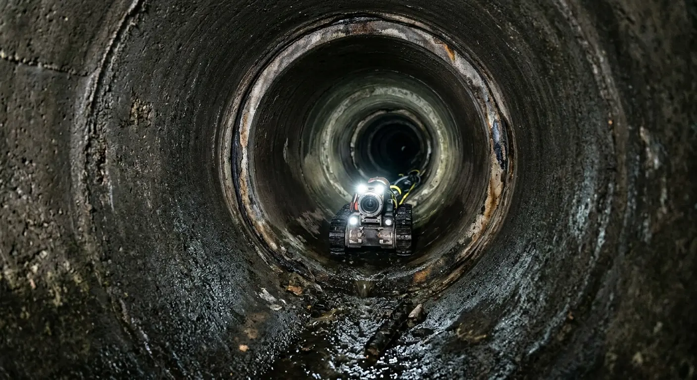 Robotic sewer camera inspecting pipe interior for Sewer Line Repair in Lake Barrington